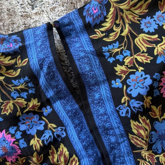 Anthropilogie ETT:TWA Jumpsuit Size 4P Black Blue Floral Scarf Boho - Picture 11 of 14
